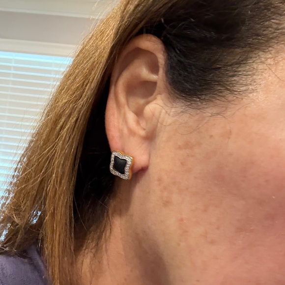 David Yurman Earrings 18K Diamond & Black Onyx - Picture 8 of 10